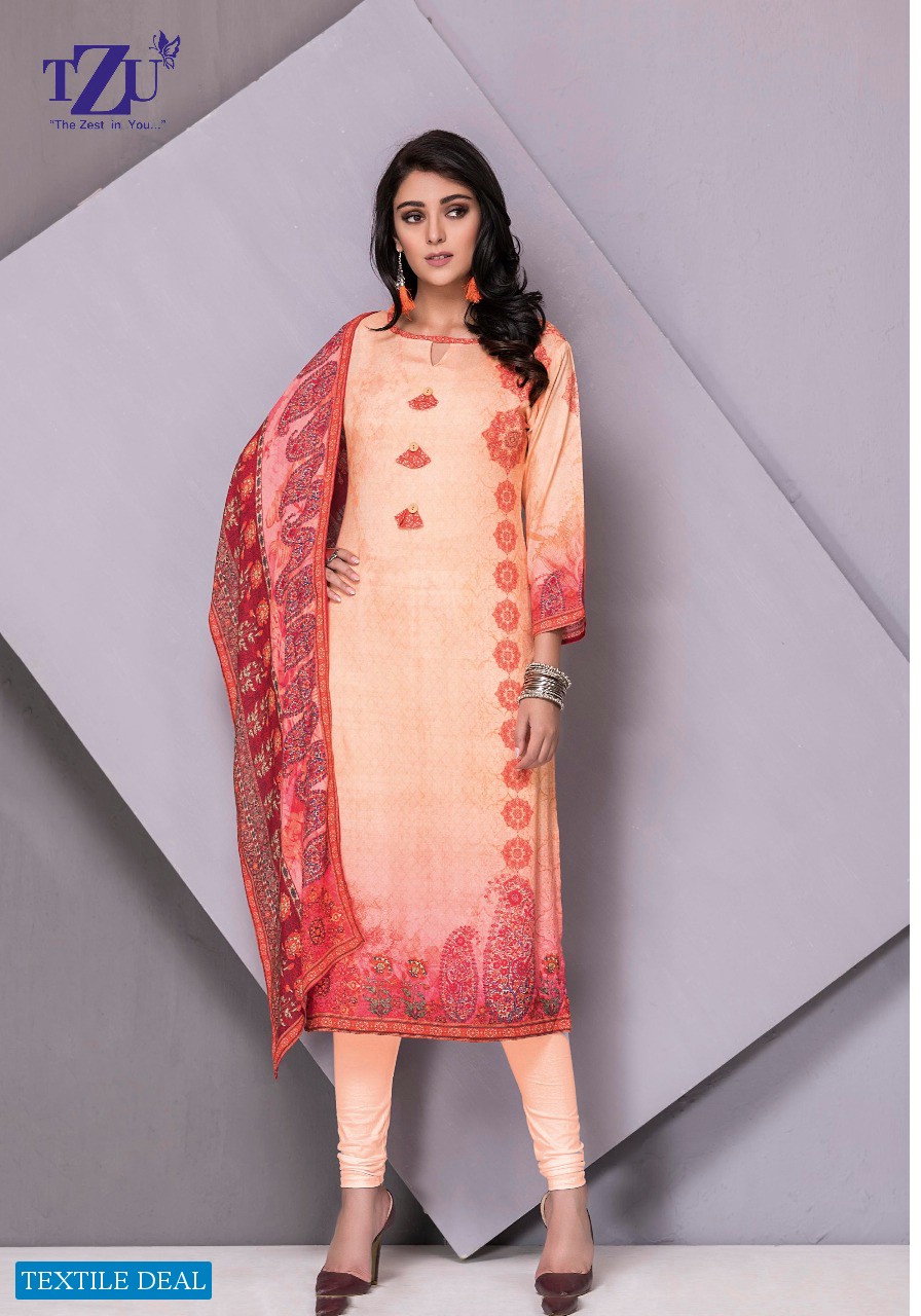 TZU Pretty Wholesale Digital Style print Top With Stole Dupatta Catalog