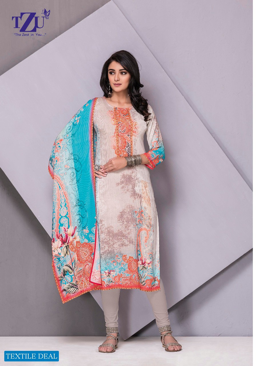 TZU Pretty Wholesale Digital Style print Top With Stole Dupatta Catalog
