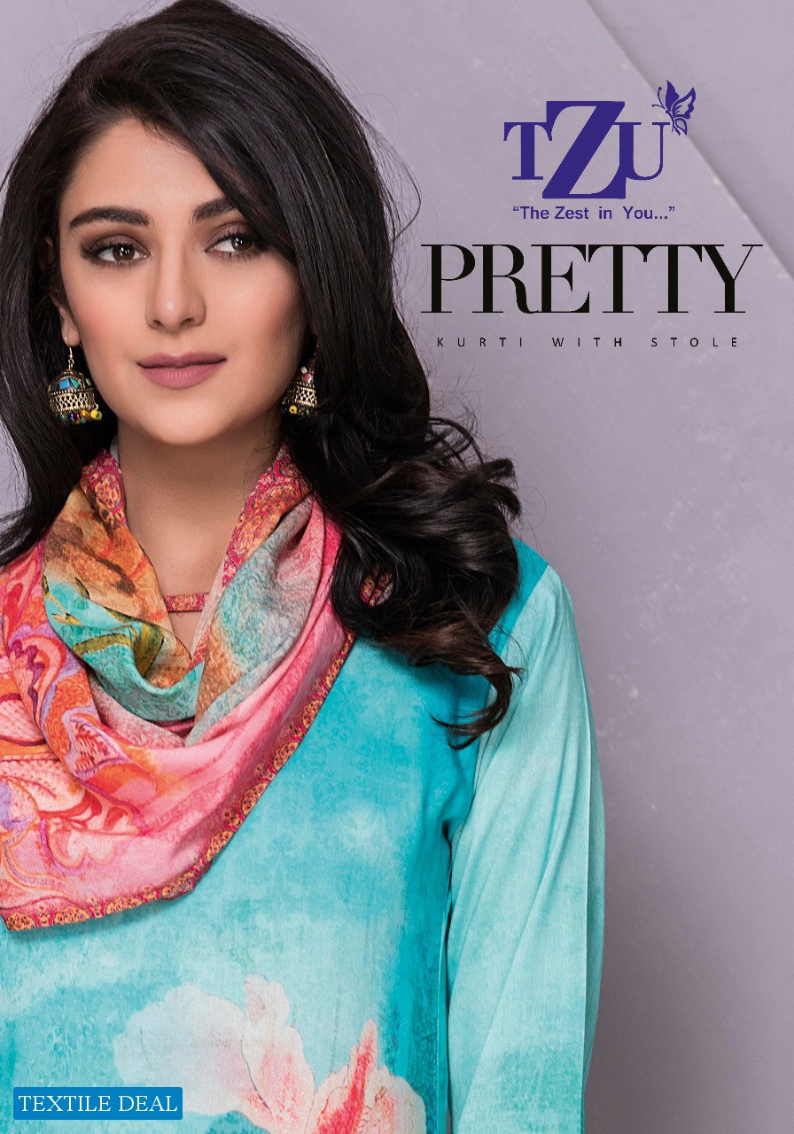 TZU Pretty Wholesale Digital Style print Top With Stole Dupatta Catalog