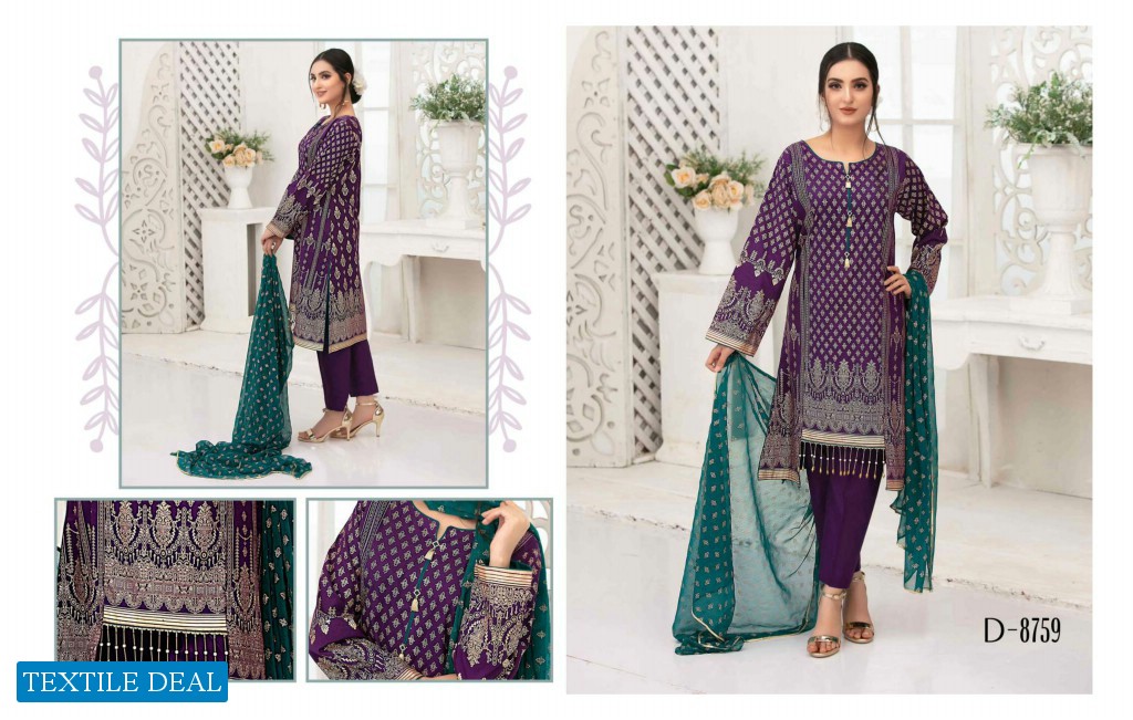 Tawakkal Gold Odyssey Table Printed Lawn Chiffon Collection Pakistani Dress At Wholesale Rate