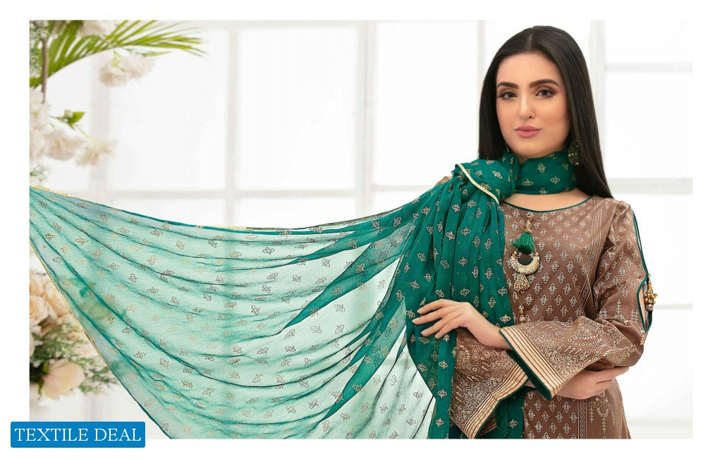 Tawakkal Gold Odyssey Table Printed Lawn Chiffon Collection Pakistani Dress At Wholesale Rate