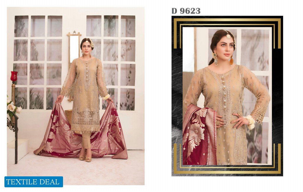 Tawakkal Que Sera Wholesale Fancy Embroidery Chiffon Pakistani Catalog