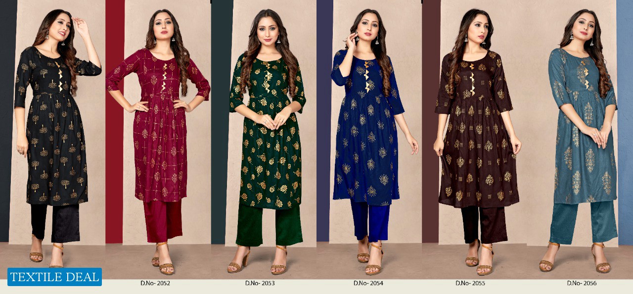 Tunic House New Pinch Wholesale Long Foil Print Kurtis