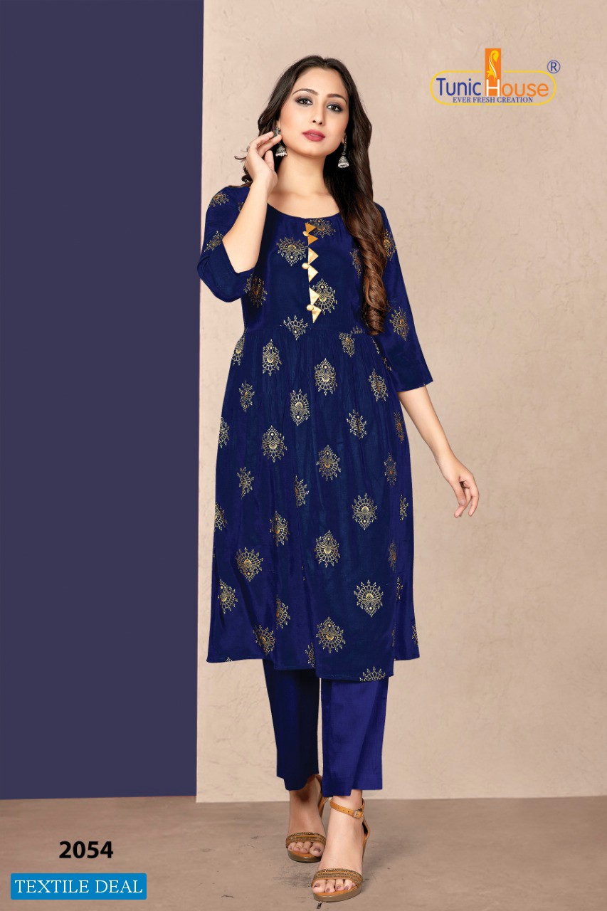 Tunic House New Pinch Wholesale Long Foil Print Kurtis