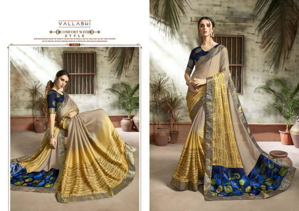 VALLABHI PRESENT ISHABELLA CHIFFON PRINTED DESIGNER FANCY SAREE WHOLESALER