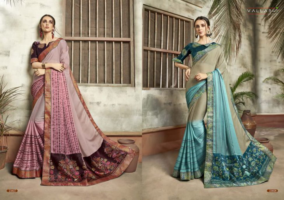 VALLABHI PRESENT ISHABELLA CHIFFON PRINTED DESIGNER FANCY SAREE WHOLESALER