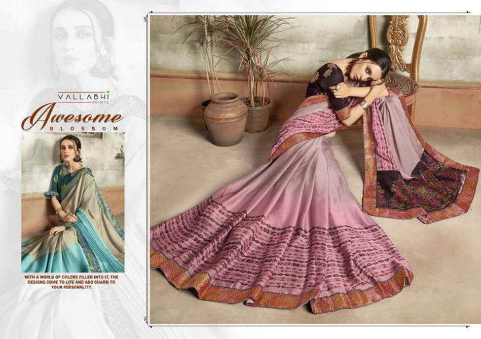 VALLABHI PRESENT ISHABELLA CHIFFON PRINTED DESIGNER FANCY SAREE WHOLESALER