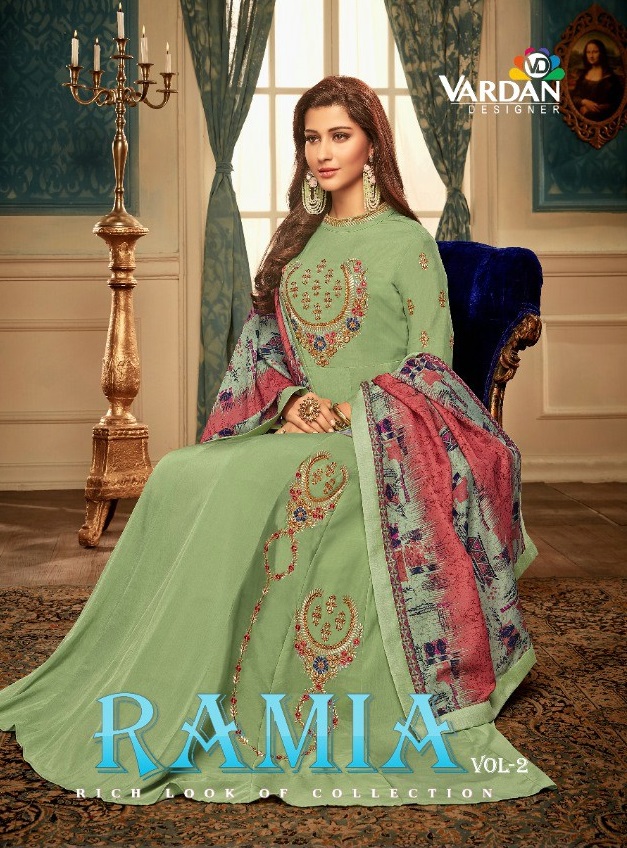 VARDAN RAMIA VOL 2 MASLIN LONG GOWN WITH DUPATTA WHOLESALER