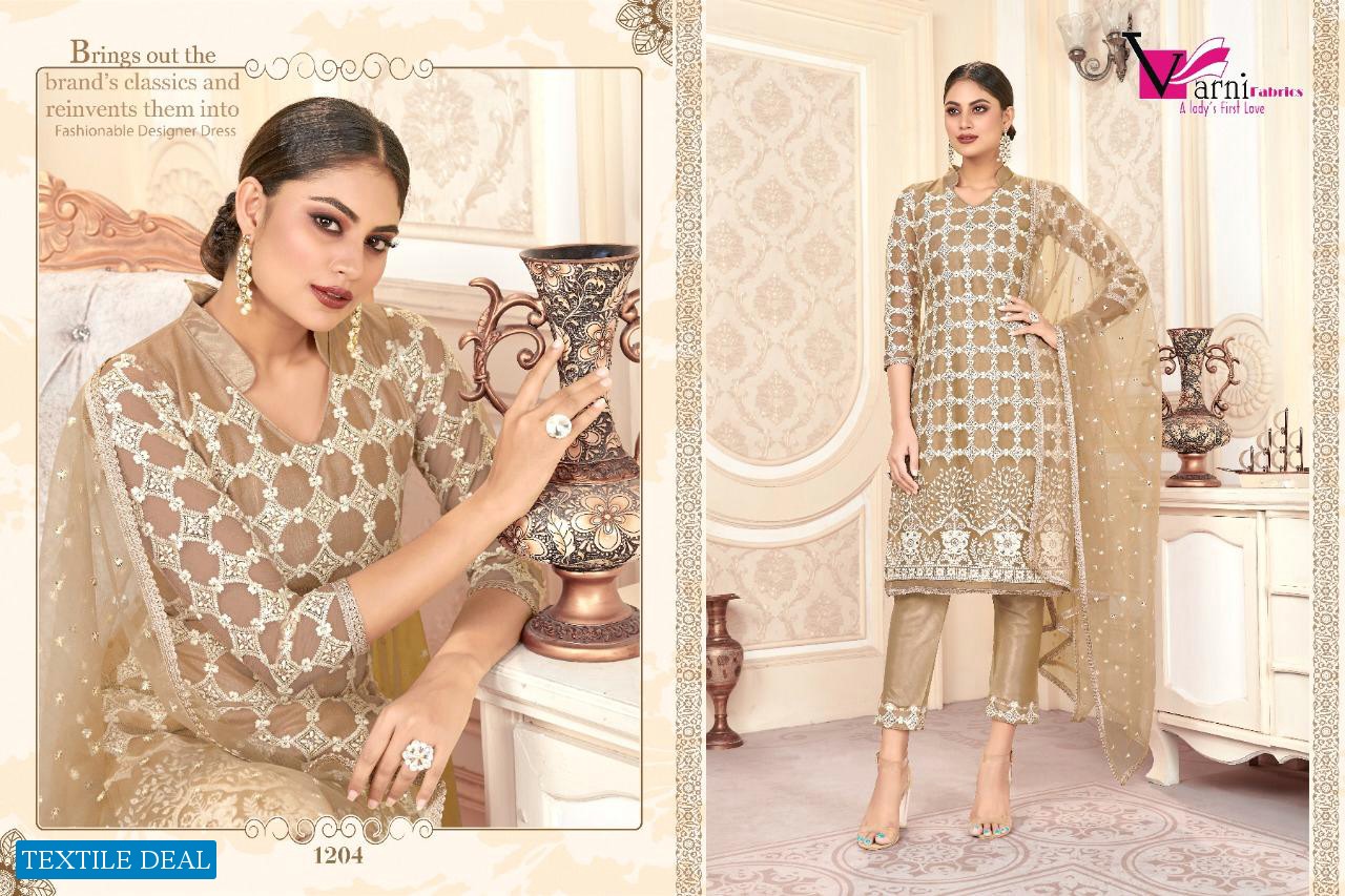 VARNI FABRICS ZEEYA HUSNA NET EMBROIDERY LUXURY COLLECTION SUITS