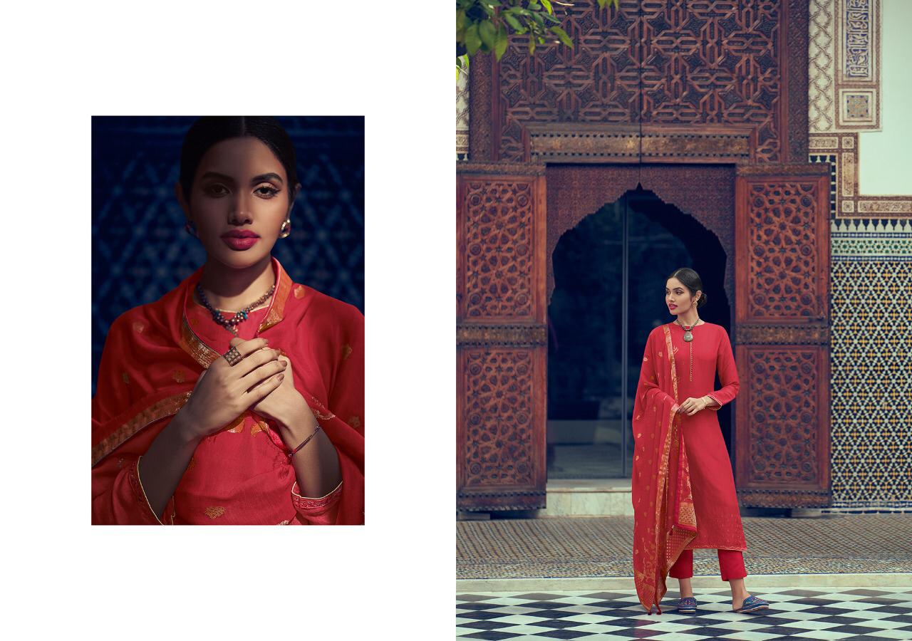VARSHA FASHION SCARLET TUSSAR SILK WITH EMBROIDERY EXCLUSIVE DESIGN PRINT SALWAR SUITS