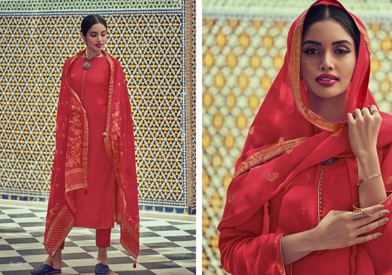 VARSHA FASHION SCARLET TUSSAR SILK WITH EMBROIDERY EXCLUSIVE DESIGN PRINT SALWAR SUITS