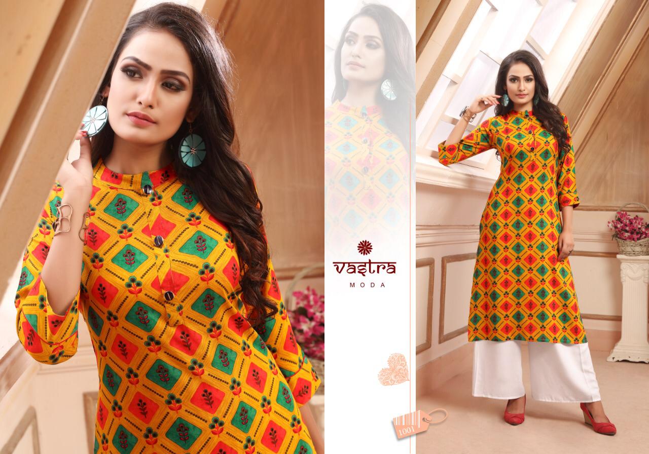 VASTRA MODA GENISIS VOL 1 PREMIUM RAYON KURTI COLLECTION IN SURAT