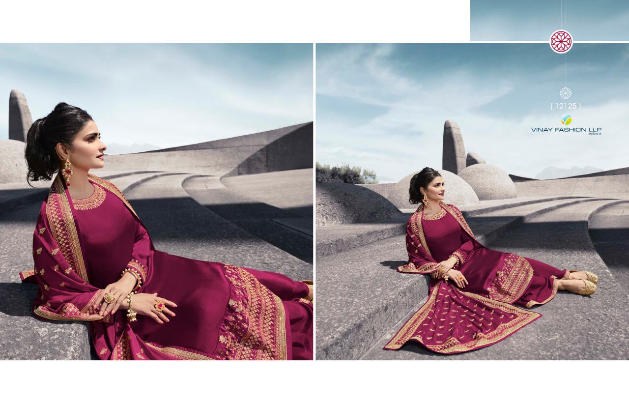 VINAY NARGISH 12121-12126 SERIES SATIN GEORGETTE EMBROIDERY SALWAR KAMEEZ WHOLESALE IN INDIA