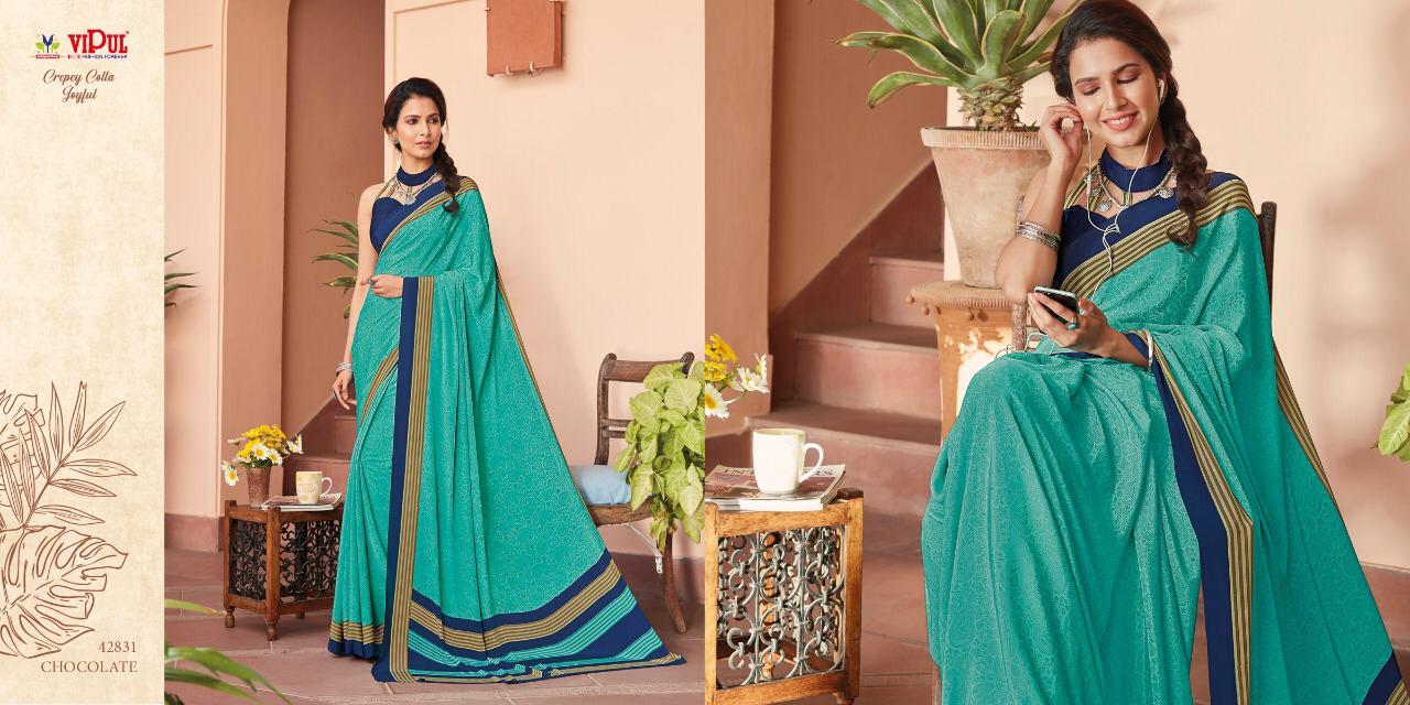 VIPUL CREPEY COLLA JOYFULL ELEGANT LOOK STANDARD COLOUR CRAPE SAREE CATALOGS