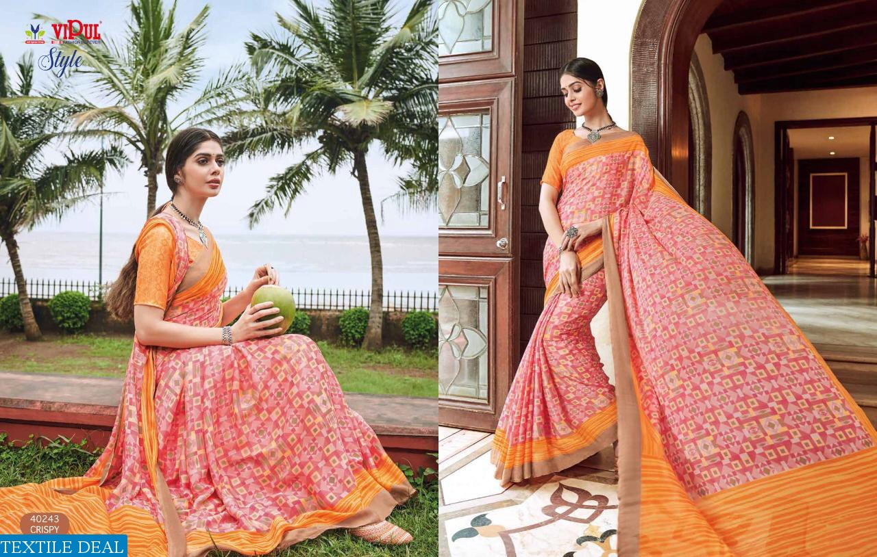 VIPUL LAUNCH STYLE GEORGETTE AND BRASSO MULTI FABRIC SAREE ONLINE SHOPPING