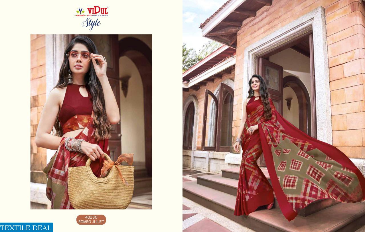 VIPUL LAUNCH STYLE GEORGETTE AND BRASSO MULTI FABRIC SAREE ONLINE SHOPPING