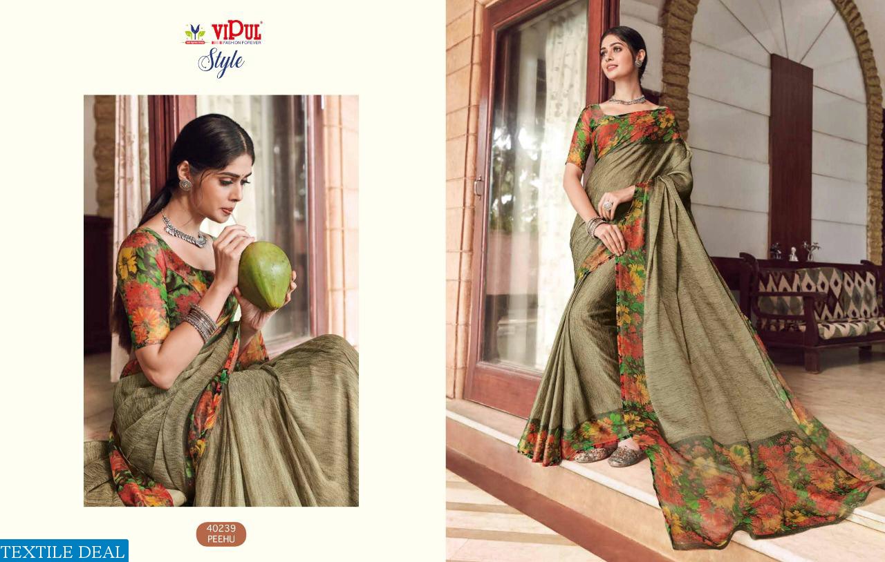 VIPUL LAUNCH STYLE GEORGETTE AND BRASSO MULTI FABRIC SAREE ONLINE SHOPPING