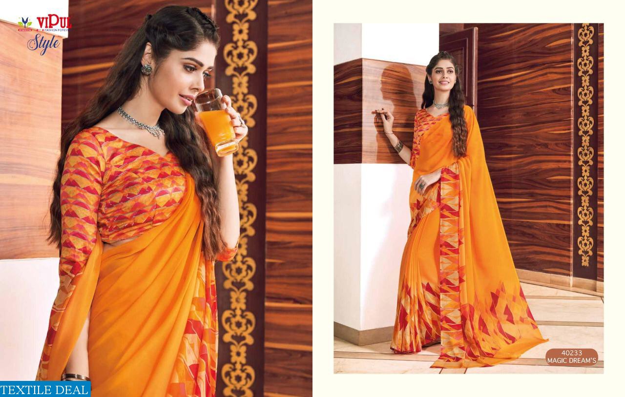 VIPUL LAUNCH STYLE GEORGETTE AND BRASSO MULTI FABRIC SAREE ONLINE SHOPPING