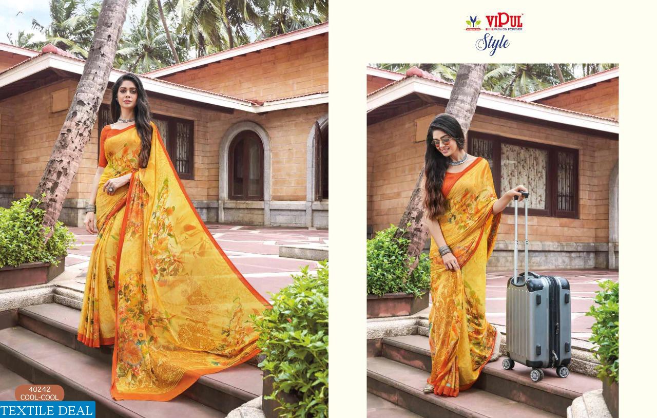 VIPUL LAUNCH STYLE GEORGETTE AND BRASSO MULTI FABRIC SAREE ONLINE SHOPPING