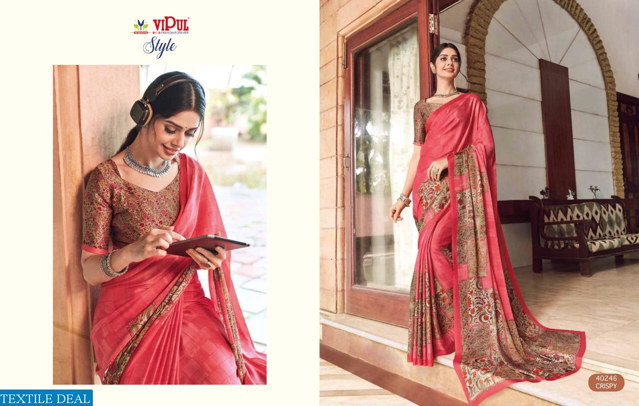 VIPUL LAUNCH STYLE GEORGETTE AND BRASSO MULTI FABRIC SAREE ONLINE SHOPPING