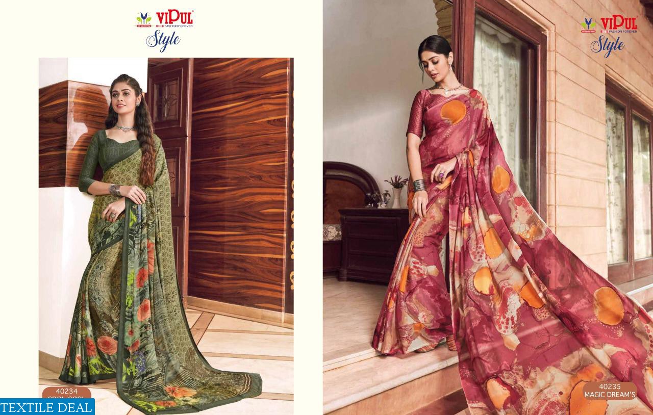 VIPUL LAUNCH STYLE GEORGETTE AND BRASSO MULTI FABRIC SAREE ONLINE SHOPPING