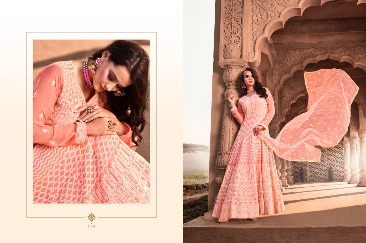 VIRASAT LUCKNOWI VISCOSE GEORGETTE LONG GOWN STYLE PARTY WEAR READYMADE SALWAR SUIT LOOKING STUNNING