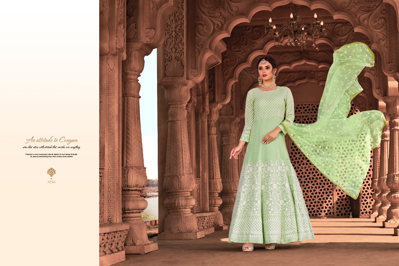 VIRASAT LUCKNOWI VISCOSE GEORGETTE LONG GOWN STYLE PARTY WEAR READYMADE SALWAR SUIT LOOKING STUNNING