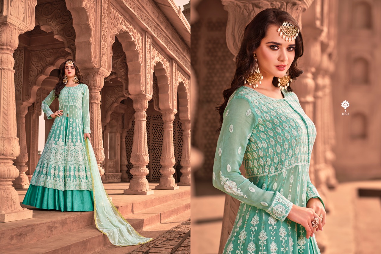 VIRASAT LUCKNOWI VISCOSE GEORGETTE LONG GOWN STYLE PARTY WEAR READYMADE SALWAR SUIT LOOKING STUNNING