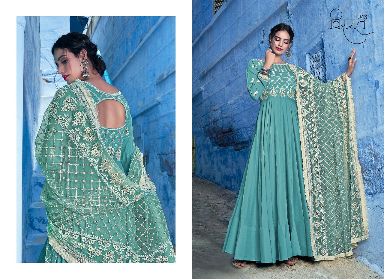 VIRASAT VOL 10 MASLIN LUCKNOWI WORK LONG GOWN STYLE SALWAR KAMEEZ