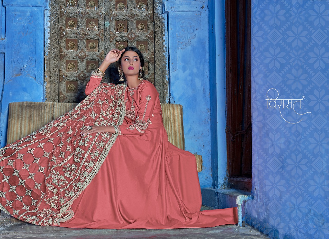 VIRASAT VOL 10 MASLIN LUCKNOWI WORK LONG GOWN STYLE SALWAR KAMEEZ