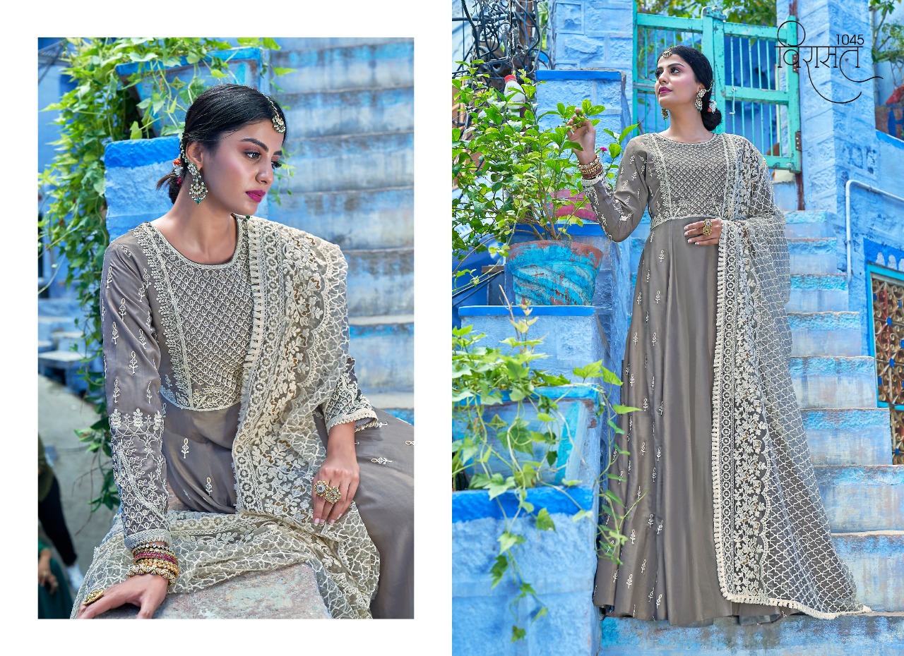VIRASAT VOL 10 MASLIN LUCKNOWI WORK LONG GOWN STYLE SALWAR KAMEEZ
