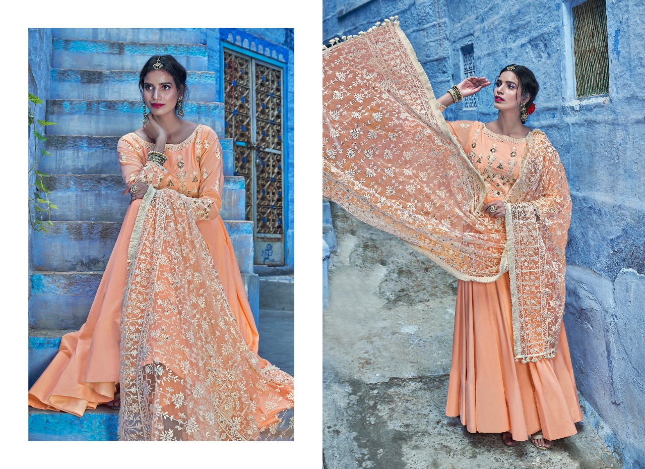 VIRASAT VOL 10 MASLIN LUCKNOWI WORK LONG GOWN STYLE SALWAR KAMEEZ