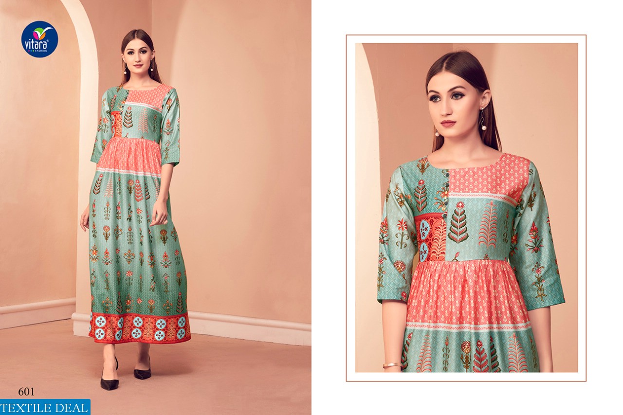 VITARA FASHION LAUNCH COCKTAIL EXCLUSIVE DESIGNER GOWN SILK PRINTS KURTI