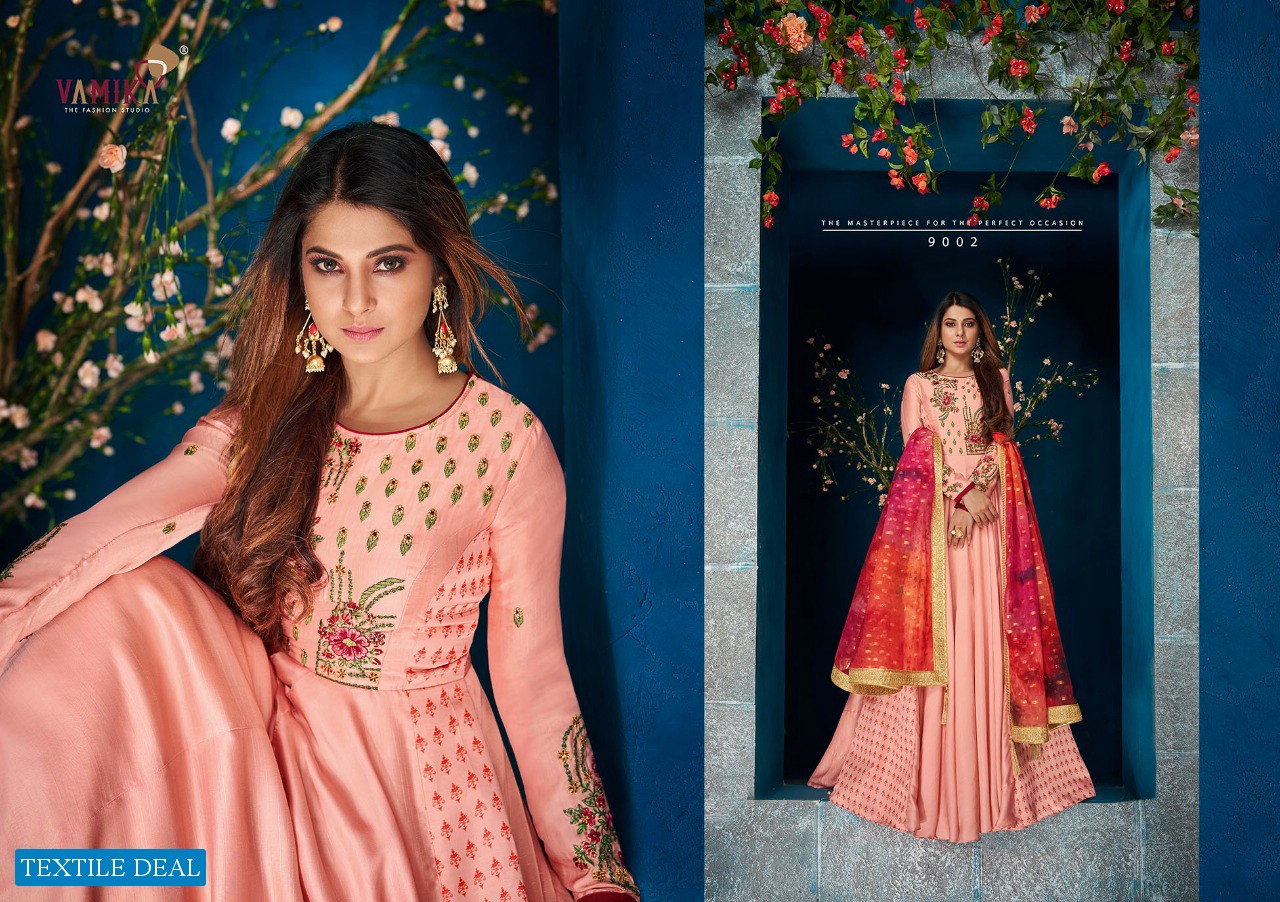 Vaamika Jenifer Vol-1 Wholesale Designer Gown With Dupatta And Bottom