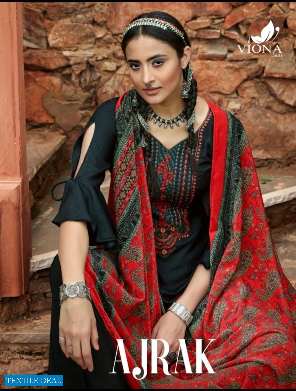 Viona Ajrak Wholesale Heavy Euro Wool Wholesale Winter Dress Material