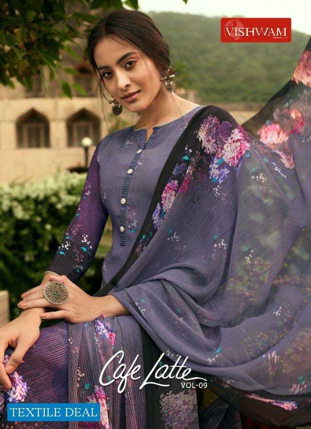 Vishwam Cafe Latte Vol-9 Wholesale Crepe Digital Work Salwar Kameez