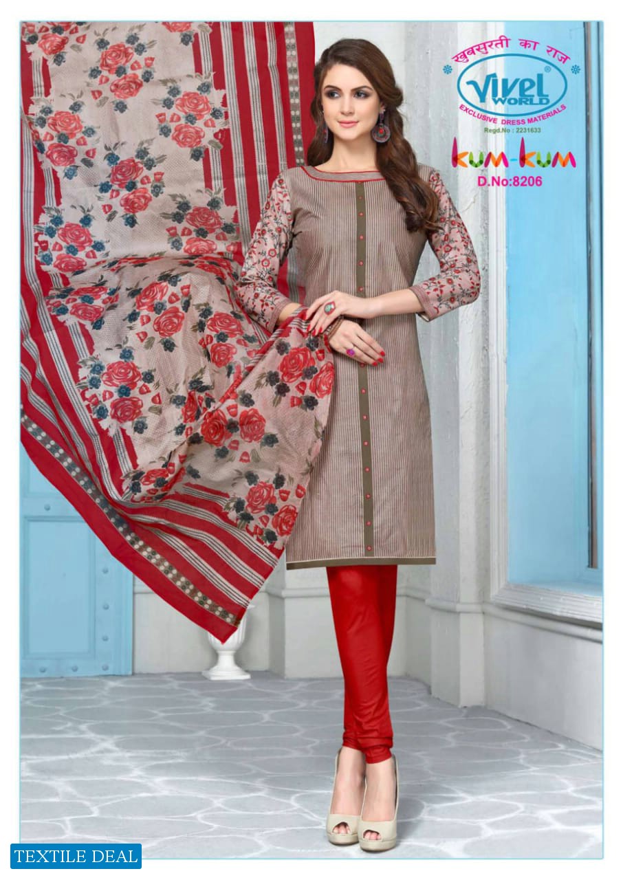 Vivel Kum Kum Cotton Printed Dress Material Wholesale Rate