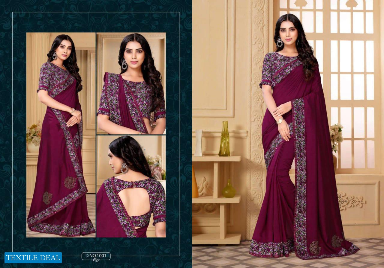Vranda Fashion Impression Wholesale Vichitra Silk Saree