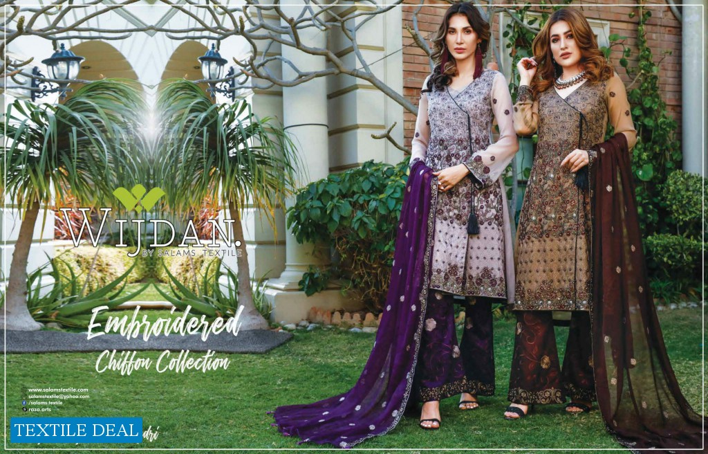 Wijdan Royal Touch Embroidered Chiffon Collection Wholesaler In India