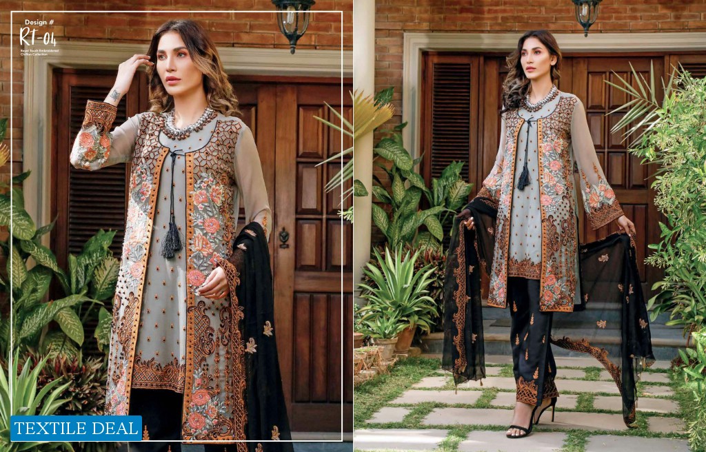 Wijdan Royal Touch Embroidered Chiffon Collection Wholesaler In India