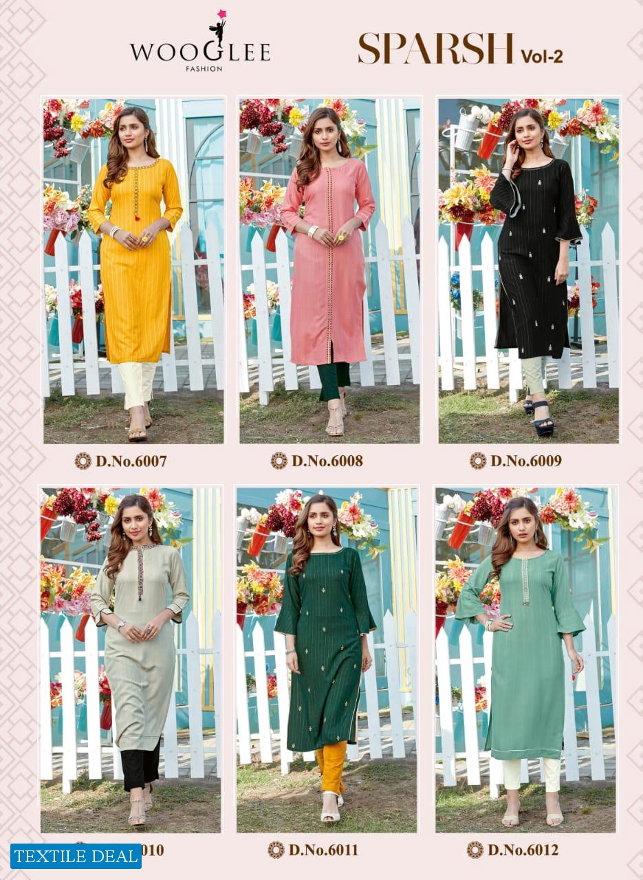 Wooglee Sparsh Vol-2 Wholesale Long Designer Long Kurtis With Pants