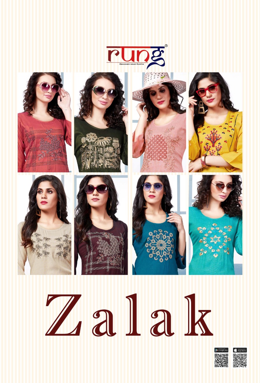 ZALAK BY RUNG RAYON EMBROIDERY FORMAL WEAR KURTI SELLER