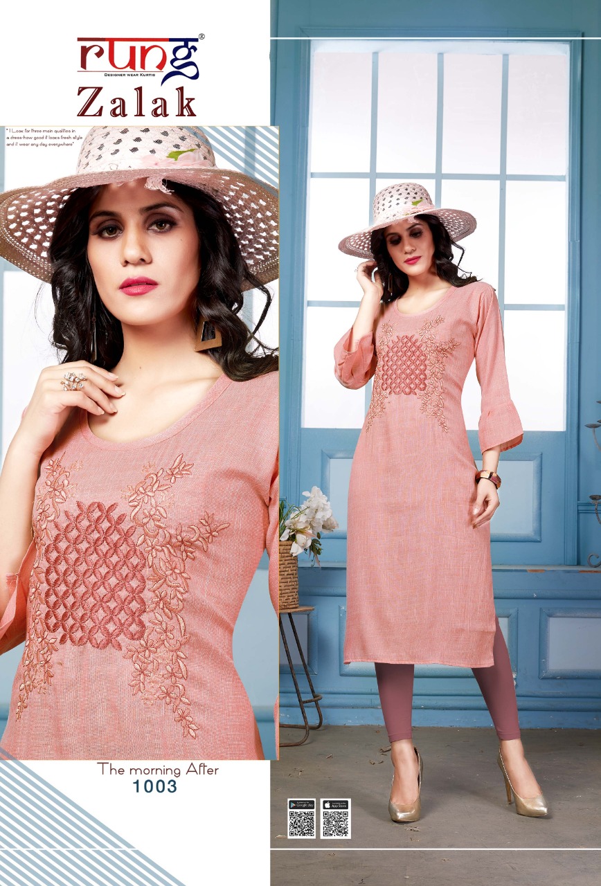 ZALAK BY RUNG RAYON EMBROIDERY FORMAL WEAR KURTI SELLER