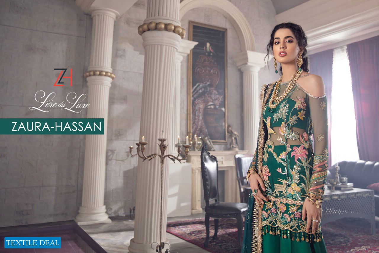 ZAURA HASSAN LAREDU LUXE BUTTERFLY NET WITH EMBROIDERY PAKISTANI CONCEPT SUITS