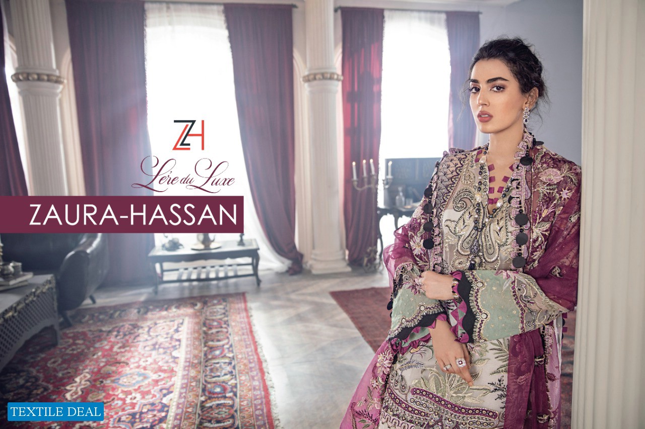 ZAURA HASSAN LAREDU LUXE BUTTERFLY NET WITH EMBROIDERY PAKISTANI CONCEPT SUITS