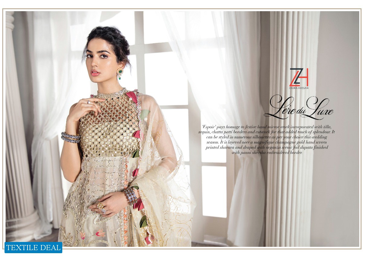 ZAURA HASSAN LAREDU LUXE BUTTERFLY NET WITH EMBROIDERY PAKISTANI CONCEPT SUITS