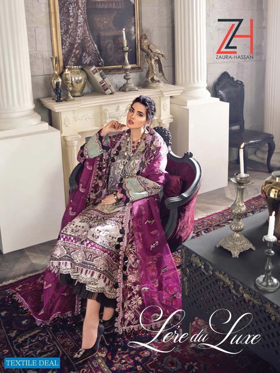 ZAURA HASSAN LAREDU LUXE BUTTERFLY NET WITH EMBROIDERY PAKISTANI CONCEPT SUITS