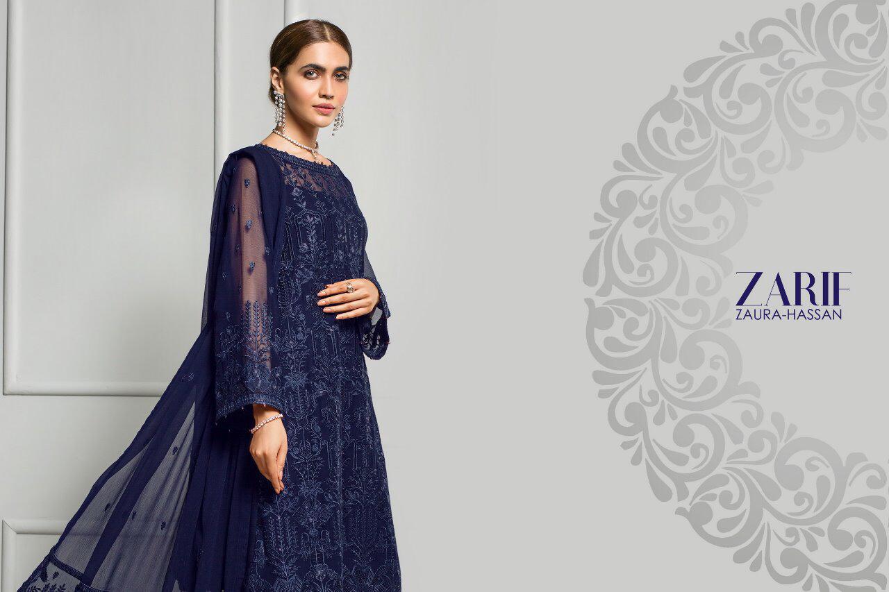 ZAURA HASSAN LAUNCHING ZARIF VOL 1 GEORGETTE EMBROIDERED SEMI STICH PAKISTANI SUIT