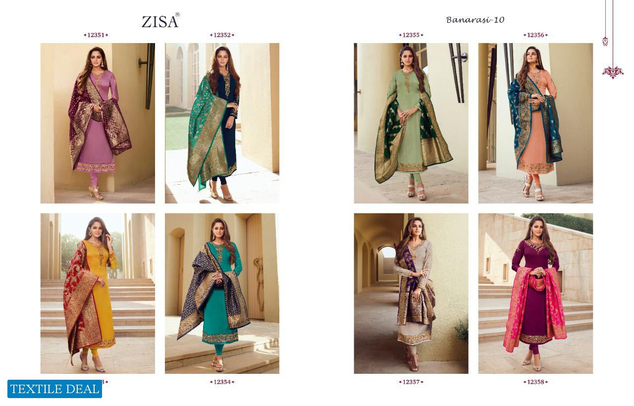 ZISA BANARASI VOL 10 BY MEERA SATIN GEORGETTE EMBROIDERY SALWAR KAMEEZ