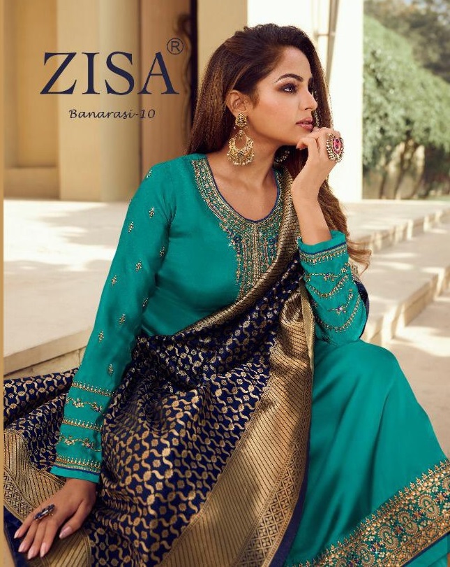 ZISA BANARASI VOL 10 BY MEERA SATIN GEORGETTE EMBROIDERY SALWAR KAMEEZ